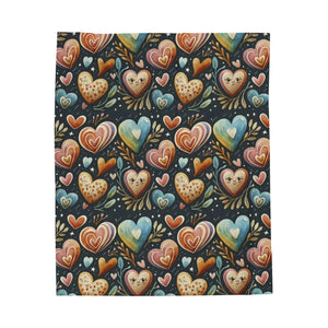 Colorful Hearts Blanket – Plush Velveteen - Dipaliz - Blankets