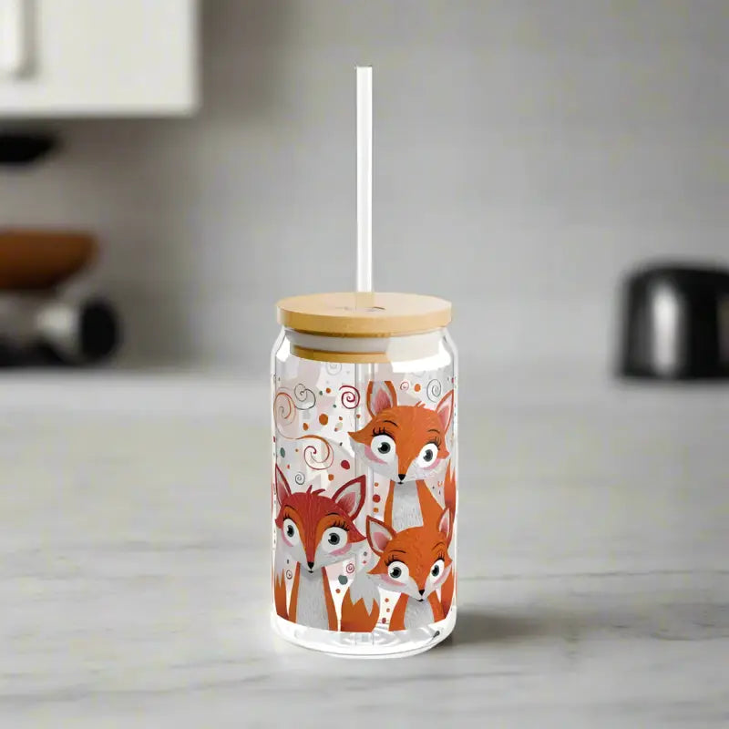 Sip in Style with our 16oz Red Foxes Sipper Glass - Tumbler