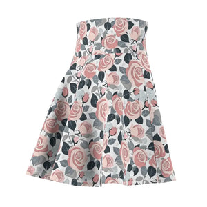 Pink Roses Skater Skirt - Versatile Fit Floral Style - Dipaliz - Skirts