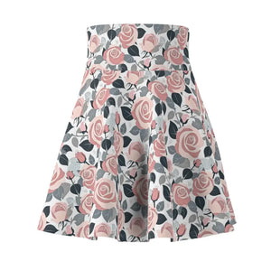 Pink Roses Skater Skirt - Versatile Fit Floral Style - Dipaliz - Skirts