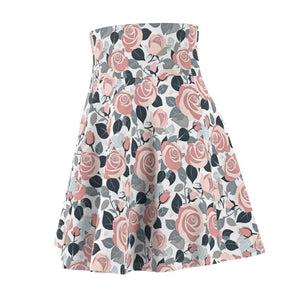 Pink Roses Skater Skirt - Versatile Fit Floral Style - Dipaliz - Skirts