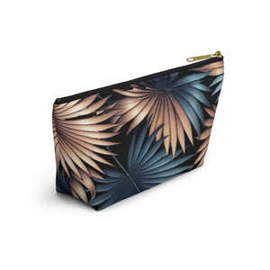 Toiletry Bag - Tropical Palm Leaves Women’s Fashion - Dipaliz - Small / Black Zipper - Cosmetic & Bags