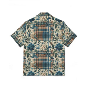 Men’s Floral Plaid Hawaiian Camp Shirt - Cool Summer Style - Dipaliz - Shirts