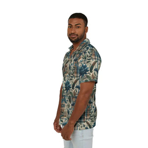 Men’s Floral Plaid Hawaiian Camp Shirt - Cool Summer Style - Dipaliz - Shirts