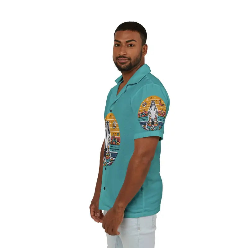 Dive Into Summer Vibes with Men’s Namaste Hawaiian Camp Shirt