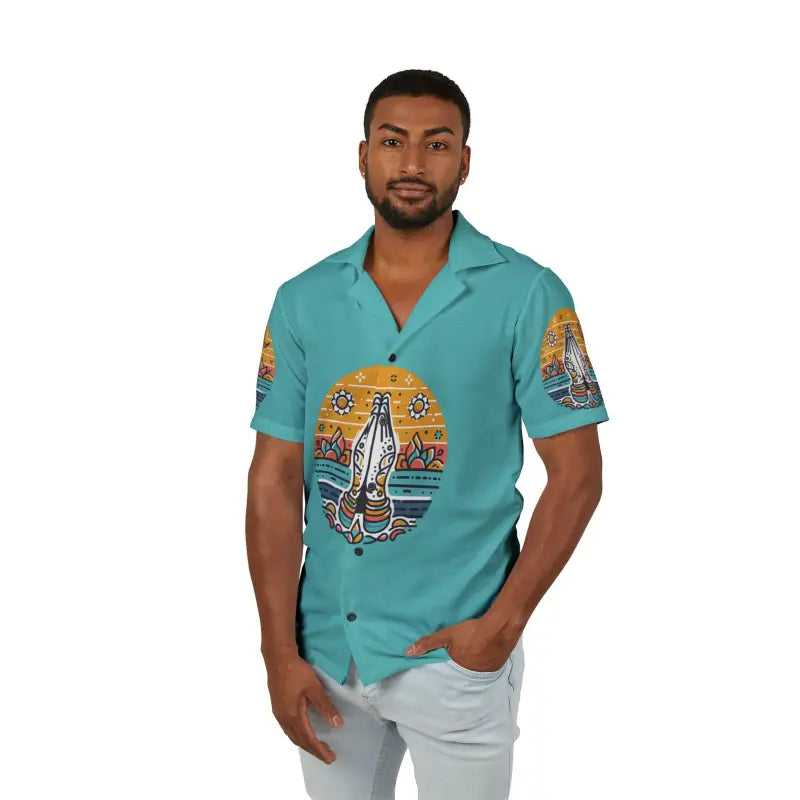 Dive Into Summer Vibes with Men’s Namaste Hawaiian Camp Shirt