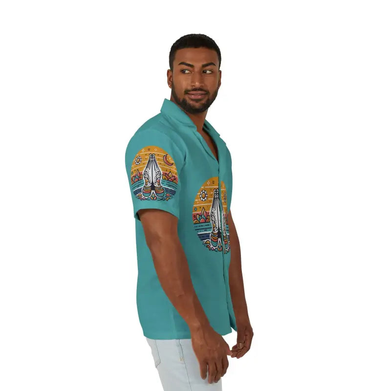 Dive Into Summer Vibes with Men’s Namaste Hawaiian Camp Shirt