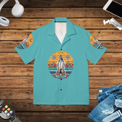 Dive Into Summer Vibes with Men’s Namaste Hawaiian Camp Shirt - Xs