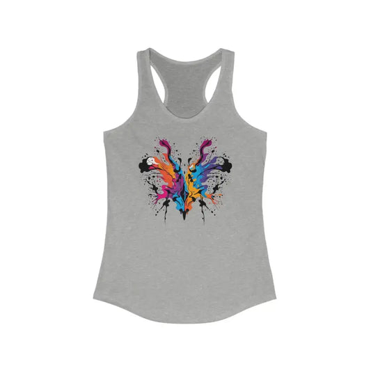 Turn Heads with Vibrant Abstract Racerback Tank - s / Heather Grey Top