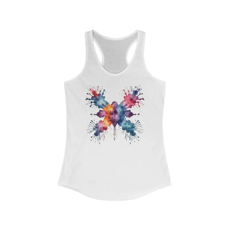 Stunning Vibrant Abstract Racerback Tank for Women - Xs / Solid White Top