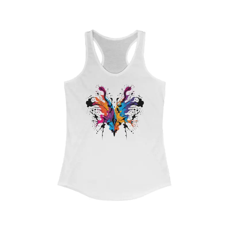 Turn Heads with Vibrant Abstract Racerback Tank - Xs / Solid White Top