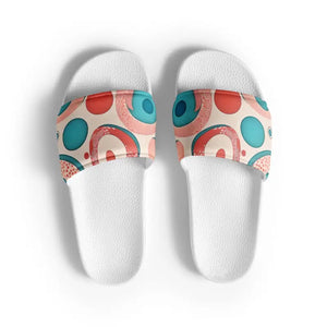 Sandals - Abstract Colorful Circles Women’s Slides - Summer Style - Dipaliz White / 5.5