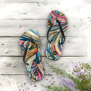 Vibrant Stripes Flip Flops - Cushioned Footbed Summer - Dipaliz - Slippers