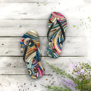 Vibrant Stripes Flip Flops - Cushioned Footbed Summer - Dipaliz - Slippers