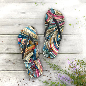 Vibrant Stripes Flip Flops - Cushioned Footbed Summer - Dipaliz - Slippers