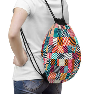 Bold Abstract Drawstring Backpack - Polyester Bag - Dipaliz - Backpacks