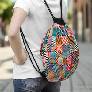 Bold Abstract Drawstring Backpack - Polyester Bag - Dipaliz - Backpacks