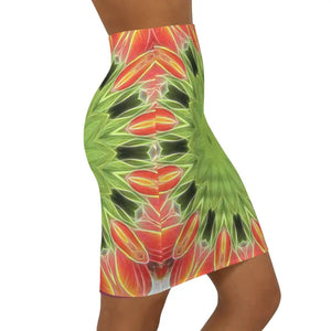 Bold Elegance Abstract Pattern Mini Skirt Orange Green - Dipaliz - Skirts