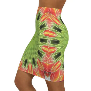 Bold Elegance Abstract Pattern Mini Skirt Orange Green - Dipaliz - Skirts
