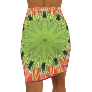 Bold Elegance Abstract Pattern Mini Skirt Orange Green - Dipaliz - Skirts