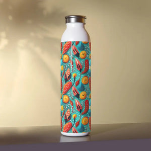 Water Bottle - Vibrant Abstract Pattern Slim Design - Dipaliz - 20oz / White - Bottles
