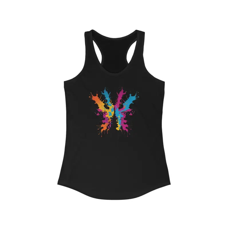 Style with Striking Vibrant Abstract Racerback Tank - Solid Black / Xs Top