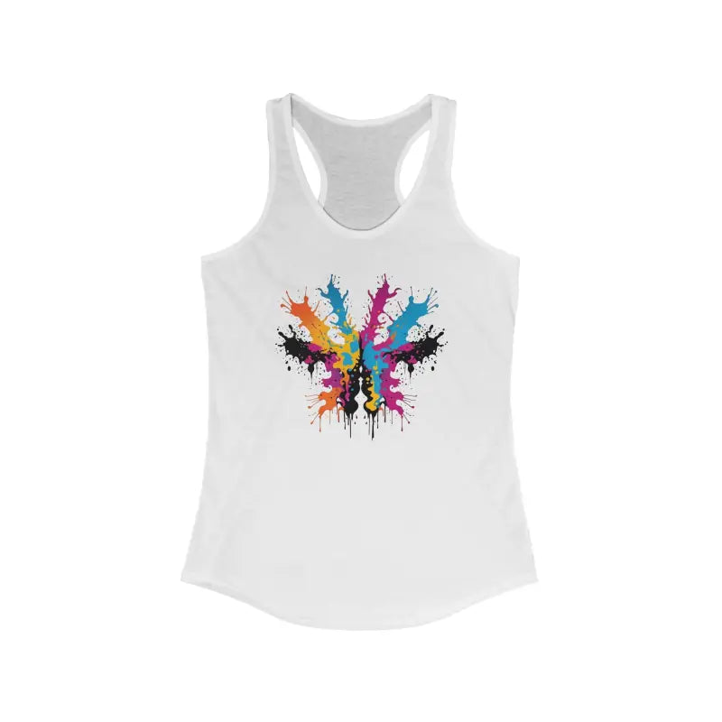 Style with Striking Vibrant Abstract Racerback Tank - Solid White / Xs Top