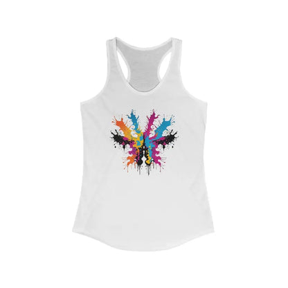 Style with Striking Vibrant Abstract Racerback Tank - Solid White / Xs Top