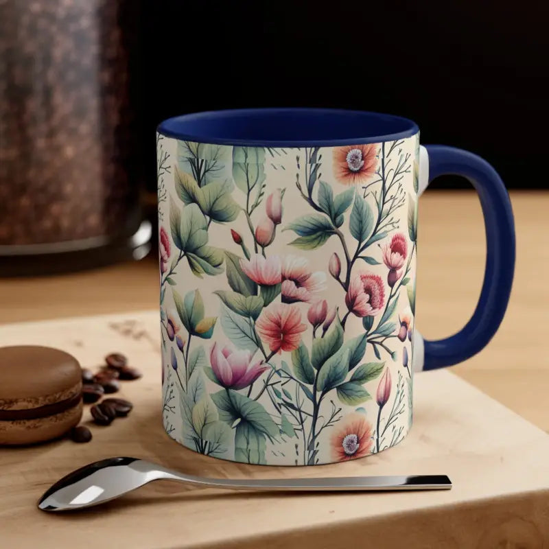 Elevate Mornings with the Vibrant Accent Coffee Mug - Navy / 11oz