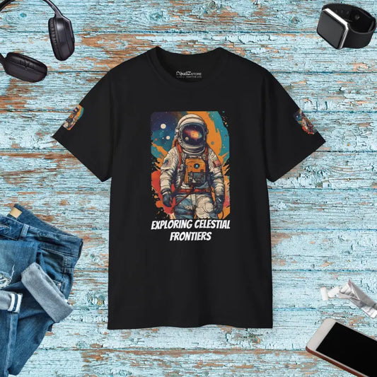 Vibrant Astronaut Ultra Cotton Tee for Celestial Explorers - Black / s T-shirt