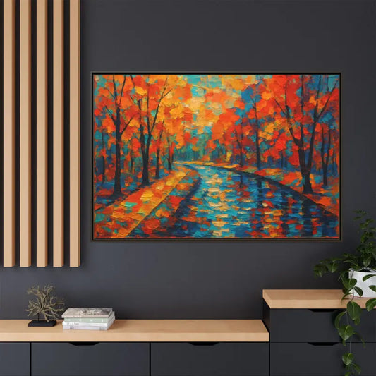 Autumn Landscape Canvas - Cozy Fall Vibes | Dipaliz - 60’’ x 40’’ (horizontal) / Espresso / 1.25’’ - Prints
