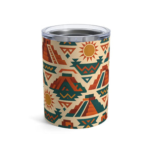 Vibrant Aztec Stainless Steel Tumbler - 10oz Travel Cup - Dipaliz - Thermoses