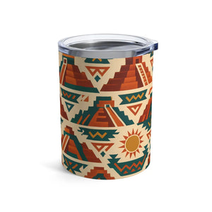 Vibrant Aztec Stainless Steel Tumbler - 10oz Travel Cup - Dipaliz - Thermoses