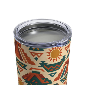Vibrant Aztec Stainless Steel Tumbler - 10oz Travel Cup - Dipaliz - Thermoses
