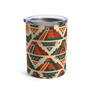 Vibrant Aztec Stainless Steel Tumbler - 10oz Travel Cup - Dipaliz - Thermoses