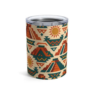 Vibrant Aztec Stainless Steel Tumbler 10oz Travel Cup - Dipaliz - Thermoses