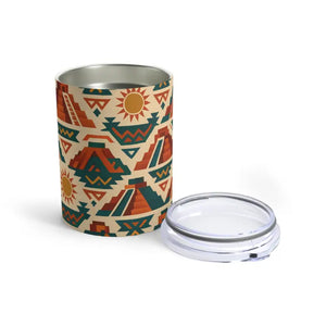 Vibrant Aztec Stainless Steel Tumbler 10oz Travel Cup - Dipaliz - Thermoses