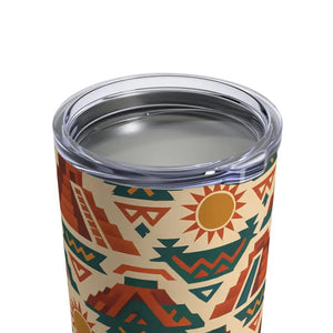 Vibrant Aztec Stainless Steel Tumbler 10oz Travel Cup - Dipaliz - Thermoses