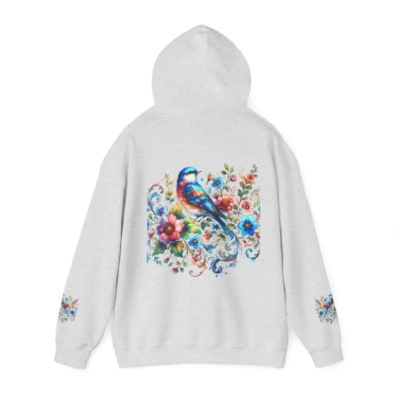 Vibrant Bird & Flower Unisex Heavy Hooded Sweatshirt - Hoodie