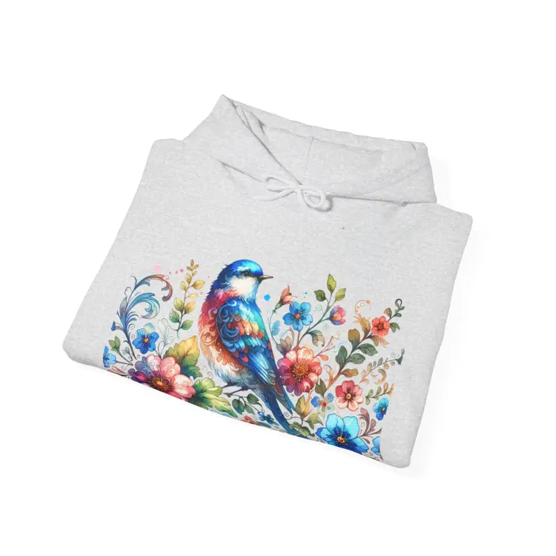 Vibrant Bird & Flower Unisex Heavy Hooded Sweatshirt - Hoodie