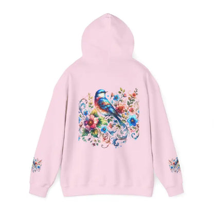 Vibrant Bird & Flower Unisex Heavy Hooded Sweatshirt - Hoodie