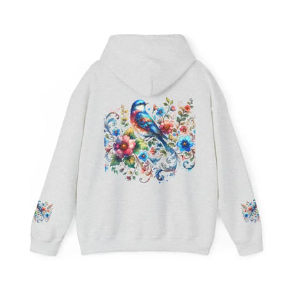 Vibrant Bird & Flower Unisex Heavy Hooded Sweatshirt - Hoodie