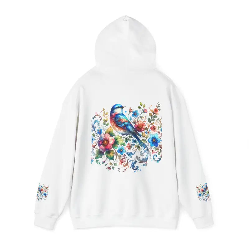 Vibrant Bird & Flower Unisex Heavy Hooded Sweatshirt - Hoodie