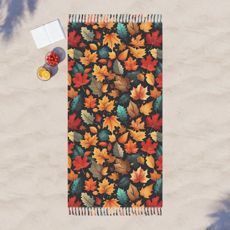 Whimsical Boho Beach Towel with Colorful Foliage Charm - 38’’ × 81’’ / Polyester Home Decor