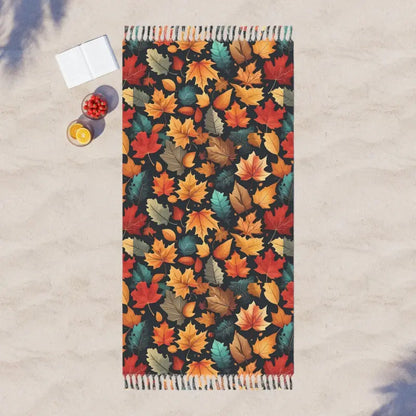 Whimsical Boho Beach Towel with Colorful Foliage Charm - 38’’ × 81’’ / Polyester Home Decor