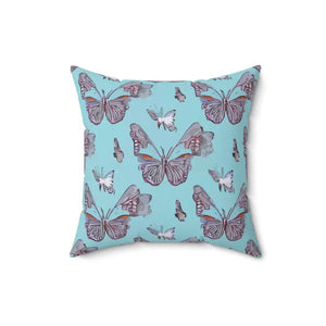 Polyester Square Pillow Pink Butterflies Pattern Bold Decor Dipaliz - Throw Pillows