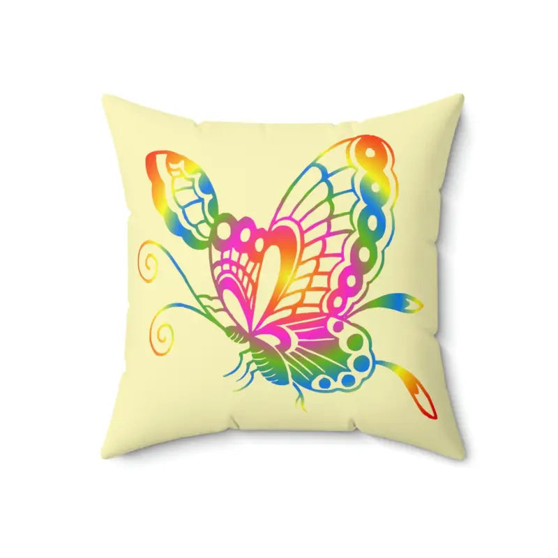 Fluttering Colors: Rainbow Butterfly Polyester Pillow - 18’’ × Home Decor