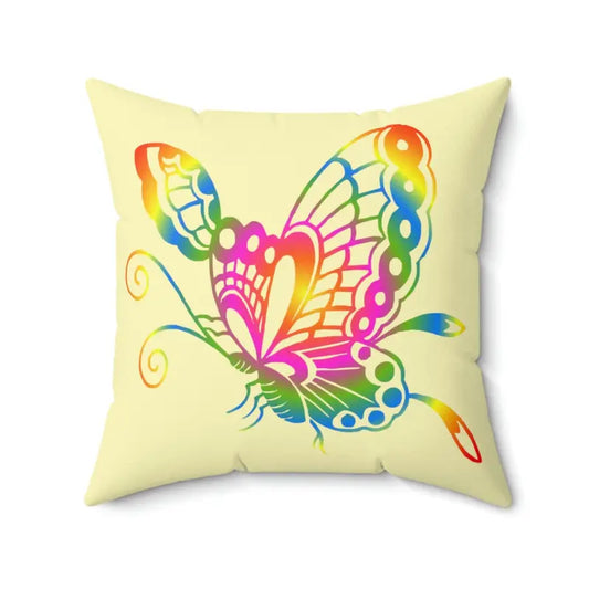 Rainbow Colors Butterfly Spun Polyester Square Pillow - 20’’ × Home Decor