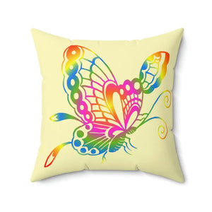 Rainbow Colors Butterfly Spun Polyester Square Pillow - Dipaliz - Throw Pillows