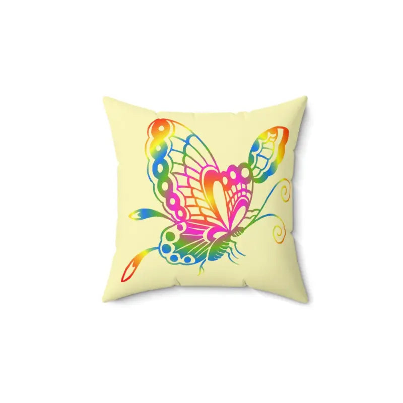 Fluttering Colors: Rainbow Butterfly Polyester Pillow - Home Decor